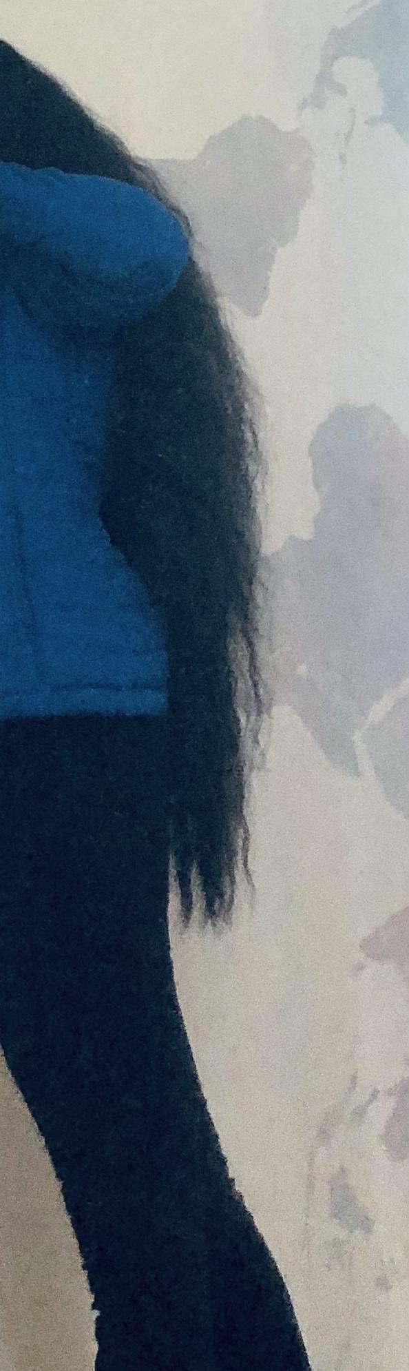 Trial color # 4 “ 38 inch Black curly hair” ( Previous colors: 1, Ombré honey blond 2, Ombré grey 3, Ombré brown ) What do you think?