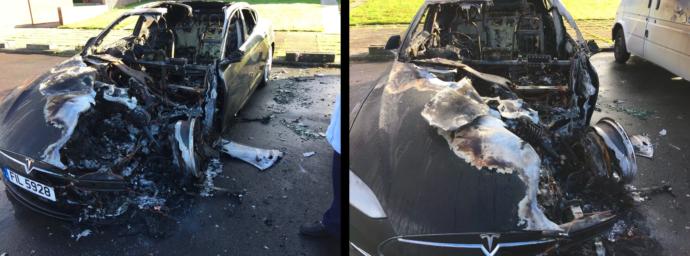 Tesla Model S had bumper crash 2 months before it caught fire, no injury.