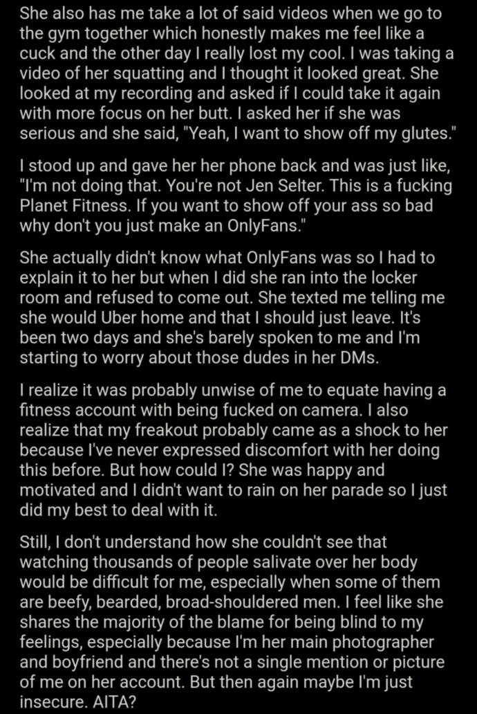 What do you think of this Reddit post I found? Is the guy entirely to blame in this situation?