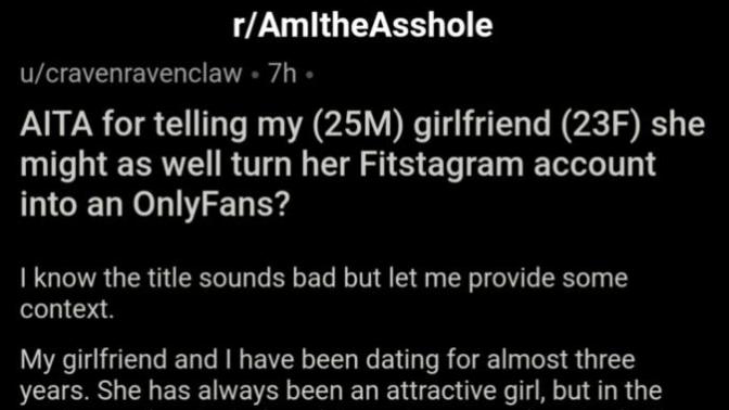 What do you think of this Reddit post I found? Is the guy entirely to blame in this situation?