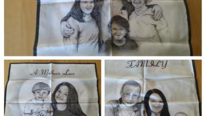 What do you all think of these portraits drawn on handkercheifs?