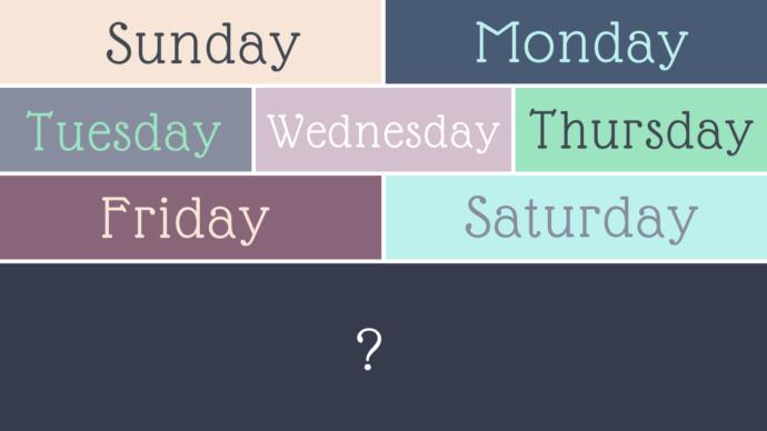 If you could create an 8th day of the week, what would you name it? And where would you place it?