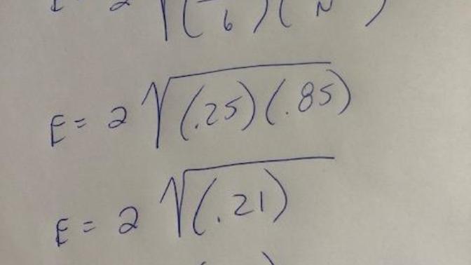 How did my teacher get (.46) for this calculation, I keep getting (.42)?
