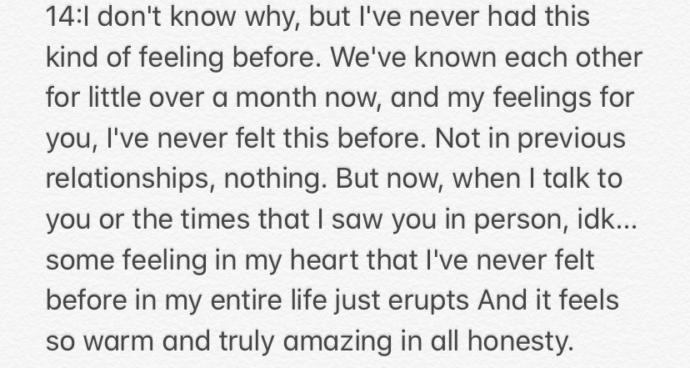 At that time, we only met twice and have been texting for only a month and he wrote me things like this do you think that he meant what he wrote?
