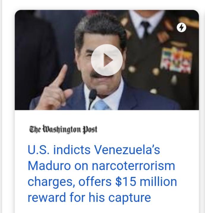 What are your thoughts on Trump putting a $15 million dollar bounty on Maduros head?