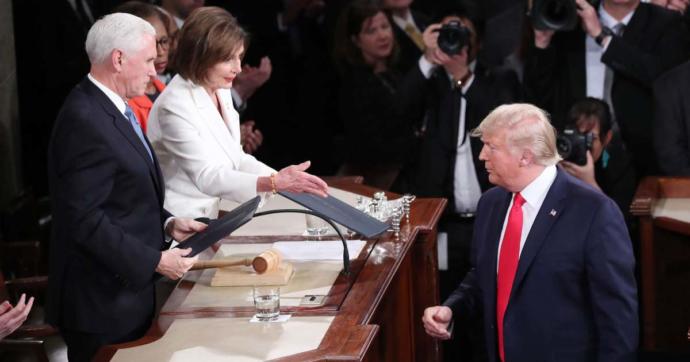 Feb 4 State of the Union.. the Coronavirus was out... Is it possible Trump dodged a lethal bullet by dissing the handshake... hummm?