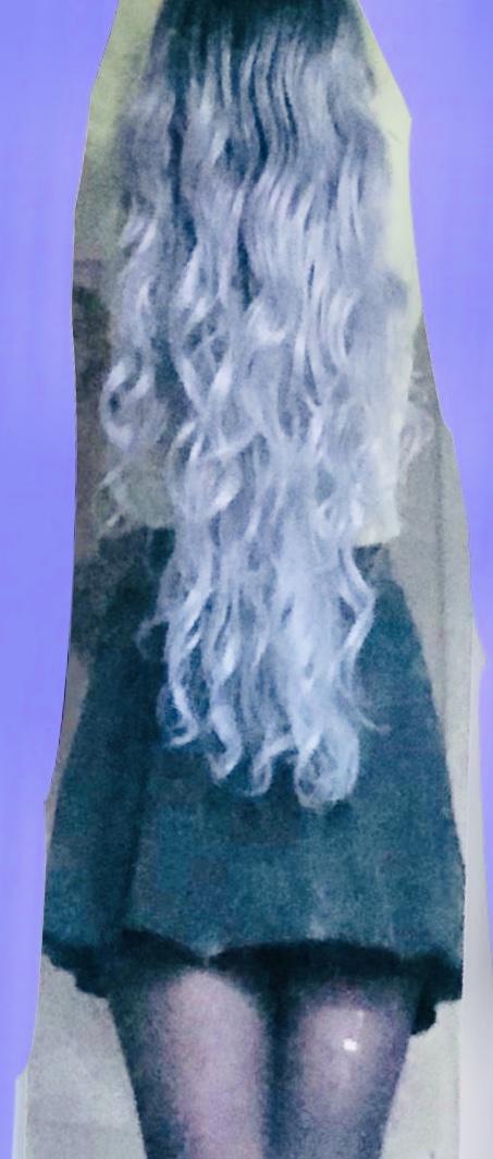 1. Black hair with auburn highlights 2. Light brown hair with black roots 3. Lavender hair with black roots?
