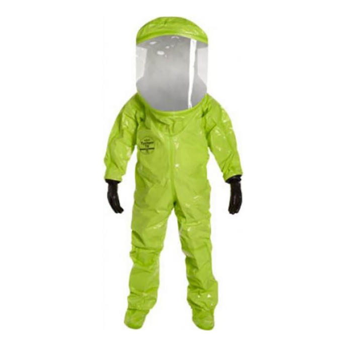 This suit, which is made by Du Pont, requires an external supply to sterilised air for both breathing and to pressurise the suit.
