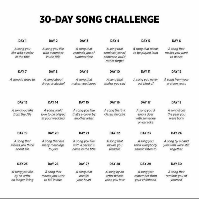 Have you completed or are you completing the 30 day song challenge?