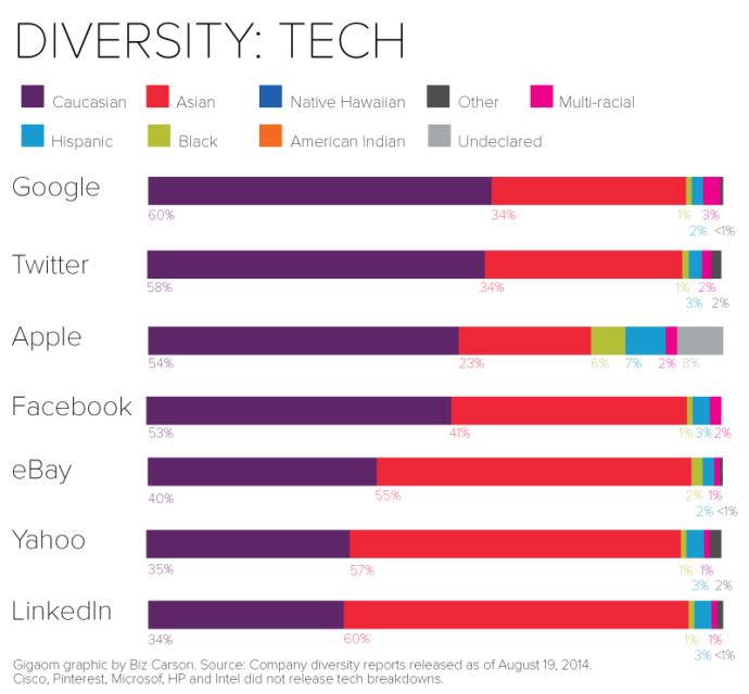 Whats the principal reason for the lack of diversity in technology firms such as those in Silicon Valley?