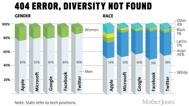 Whats the principal reason for the lack of diversity in technology firms such as those in Silicon Valley?