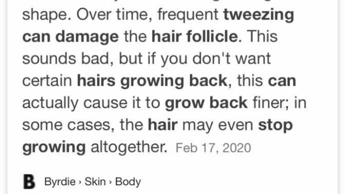 Can persistently tweezing upper lip hair cause it to grow back finer or even stop it altogether?