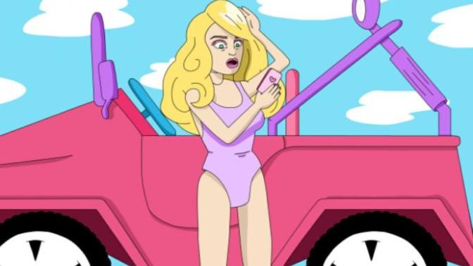 What text did this animated girl get on her phone?