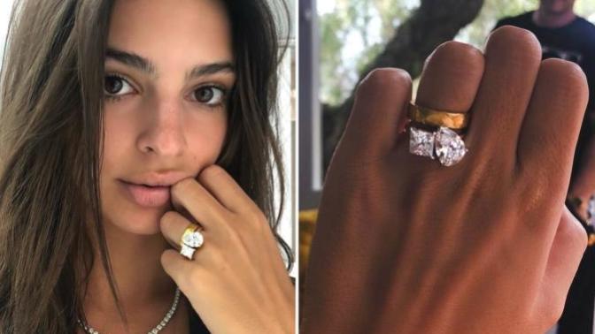 How does a woman wear her engagement ring and wedding band?