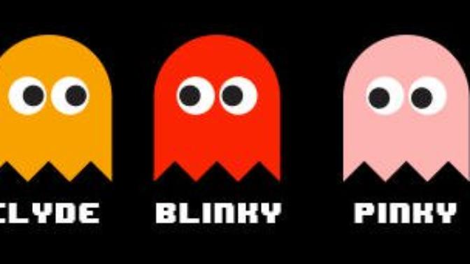 Which of the 4 ghosts that haunts Pac-Man has the most appropriate name that fits its color and character?