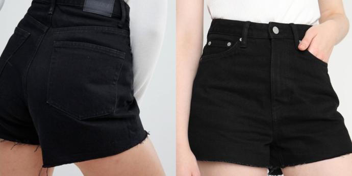 Which black denim shorts look better?