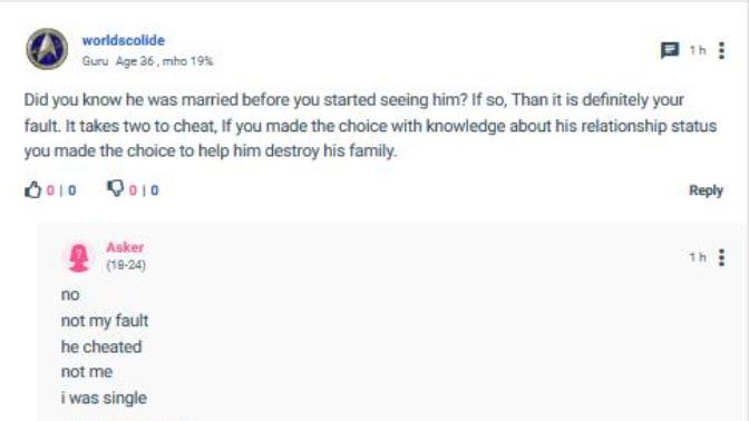 Why do women who choose to knowingly date married men (as in she knows he is married) suddenly play the its not my fault card when shit hits the fan?
