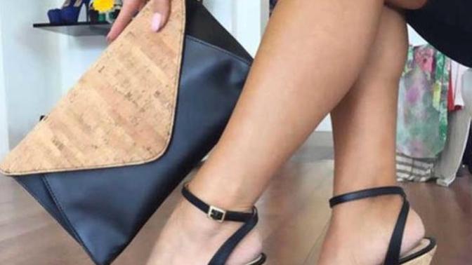 Which of these color matching heels and pocketbook combinations has the best color?