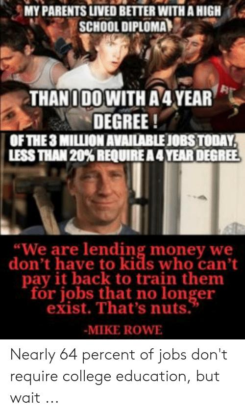 What percentage of College graduates actually end up with a degree that warrants the years & money they spent that also gets them a decent paying job?
