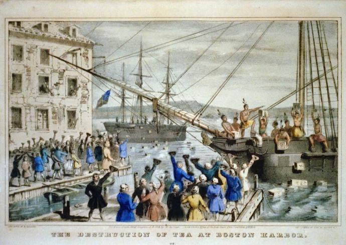 December 16, 1773British citizens attacking British businessThe Destruction of Tea At Boston Harbor