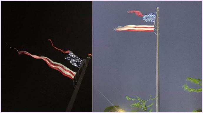 During a storm the other day, the worlds largest American flag was ripped in half & the Washington Monument was struck by lightning. Thoughts?