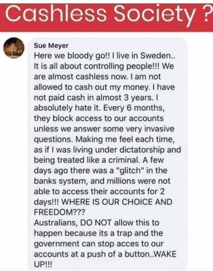 Sweden! Is a cashless society the road to a facist socialist state like Sweden?