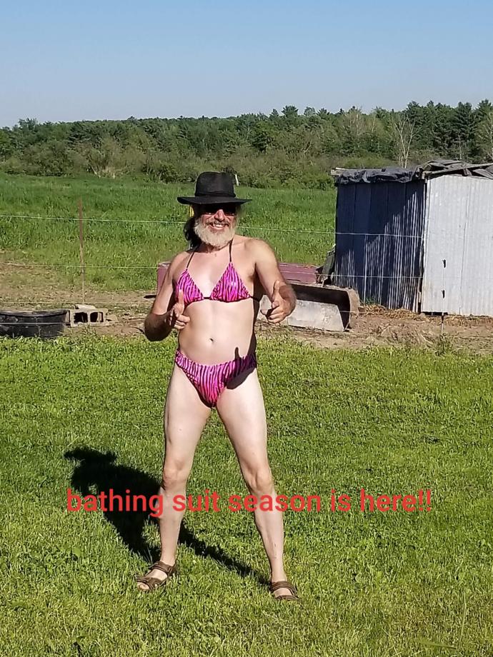 52 year old man in a bikini