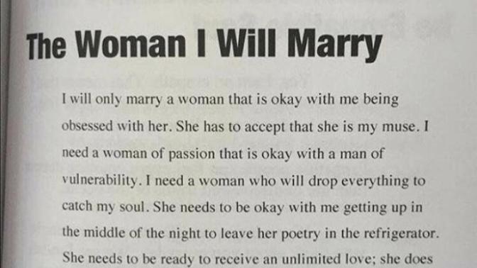 “The Woman I Will Marry” - Thoughts on this?
