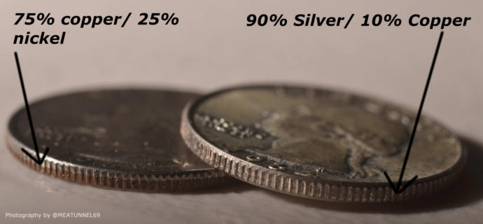 PRE-1965 US dimes, quarters, dollars and half dollars were 90% silver
