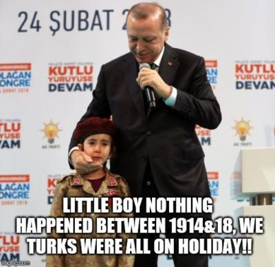 Why do Turks refuse to aknowledge their crushing WW1 defeat, succesful invasion, surrender and occupation by the British army?