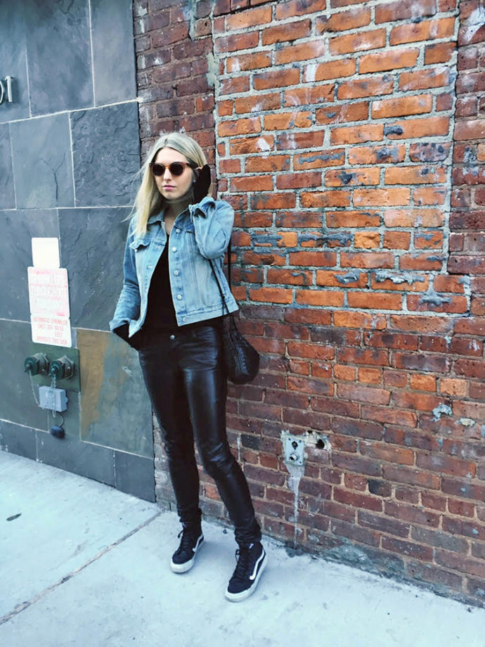 Which one is hotter, heels with leather pants or boots with leather pants? Or Sneakers or vans with leather pants?