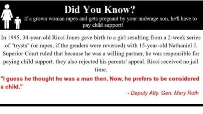 Should a male person under the age of 18, who is the victim of sexual assault be responsible for child support of the baby that results?