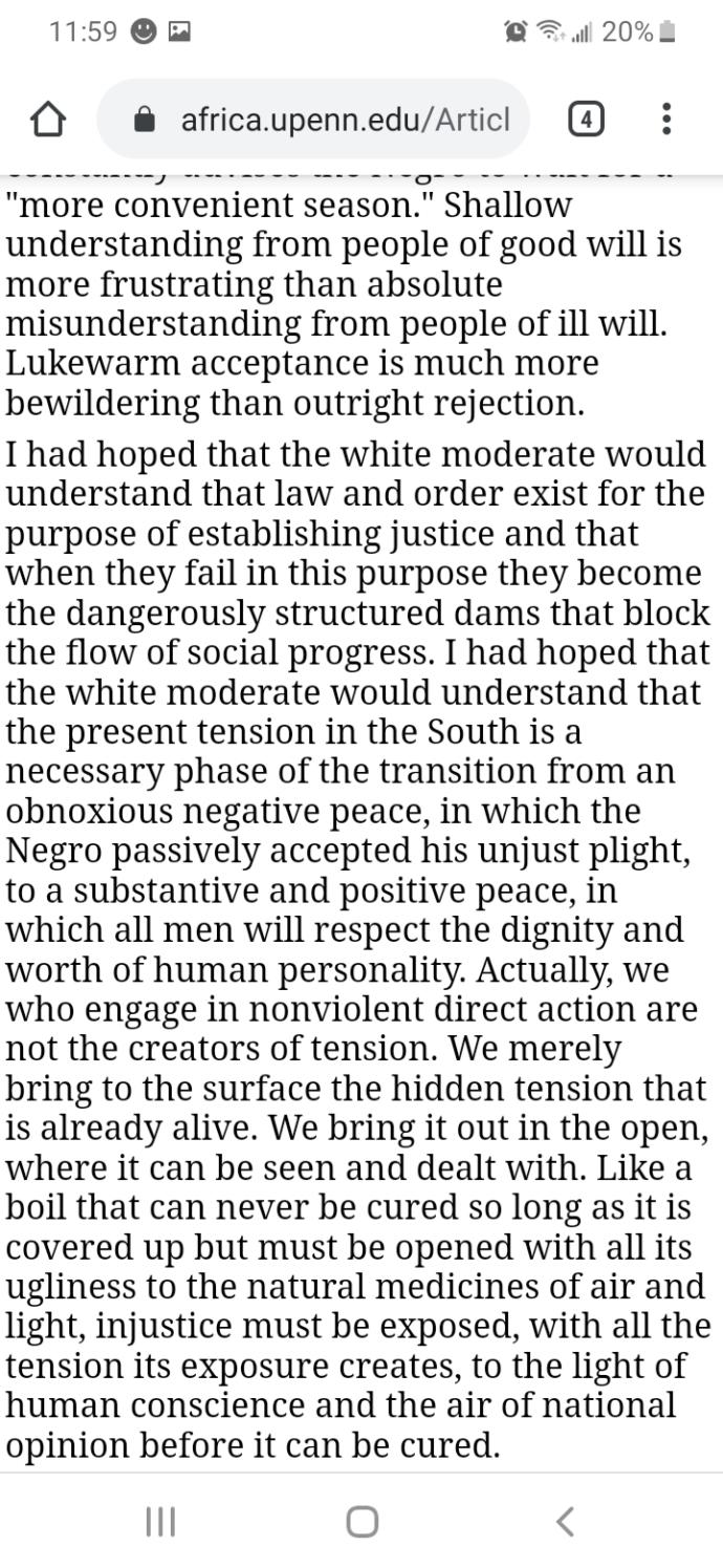 Are conservatives afraid to address what MLK said about white moderates?