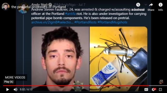 Had pipe bomb components - real peaceful guy