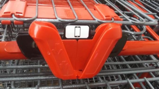 What do you think of this phone holder on a shopping cart and have you seen them before?
