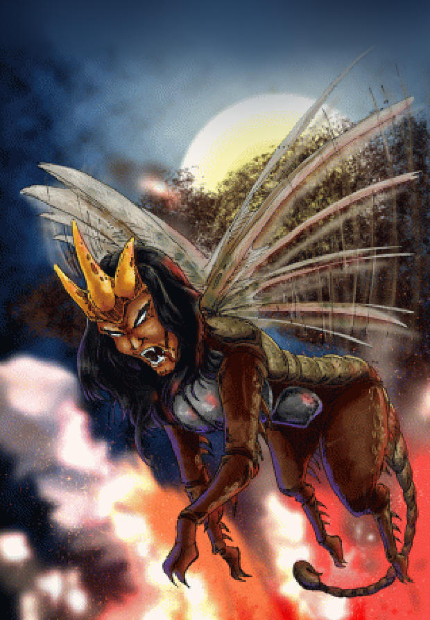 Literal depiction of the “locusts”