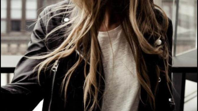 Is their anything sexier then a blonde feminine dressed girl in a black leather jacket?