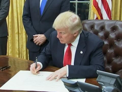 This could be President Trump signing a state of Emergency order.