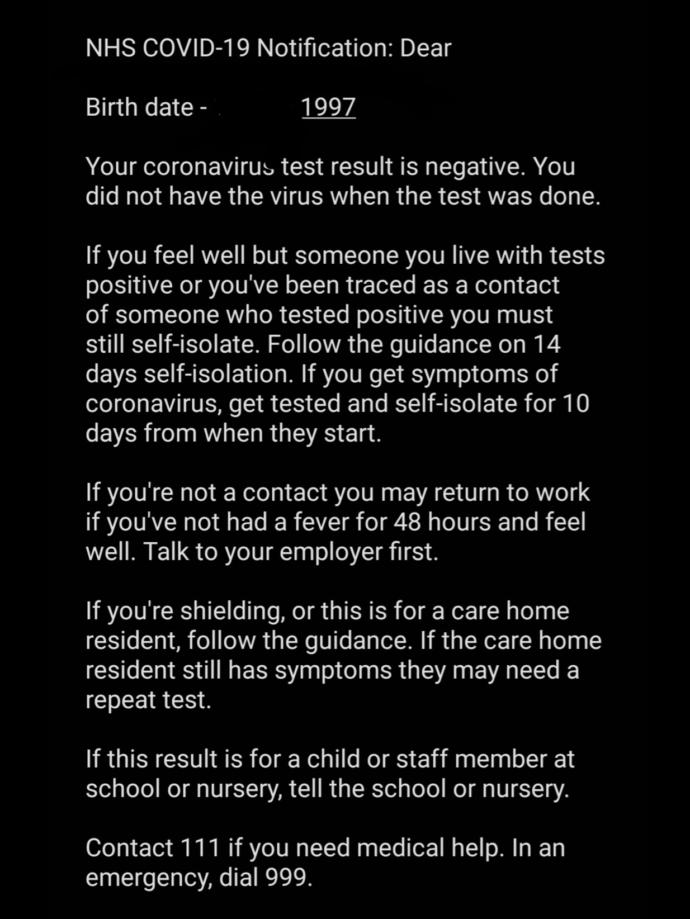 Have you been tested for coronavirus?