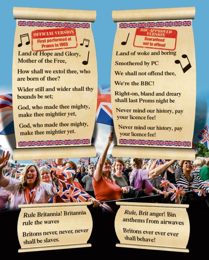 Thoughts on the BBC censoring national British songs & comparing Patriotic Brits to Nazis?