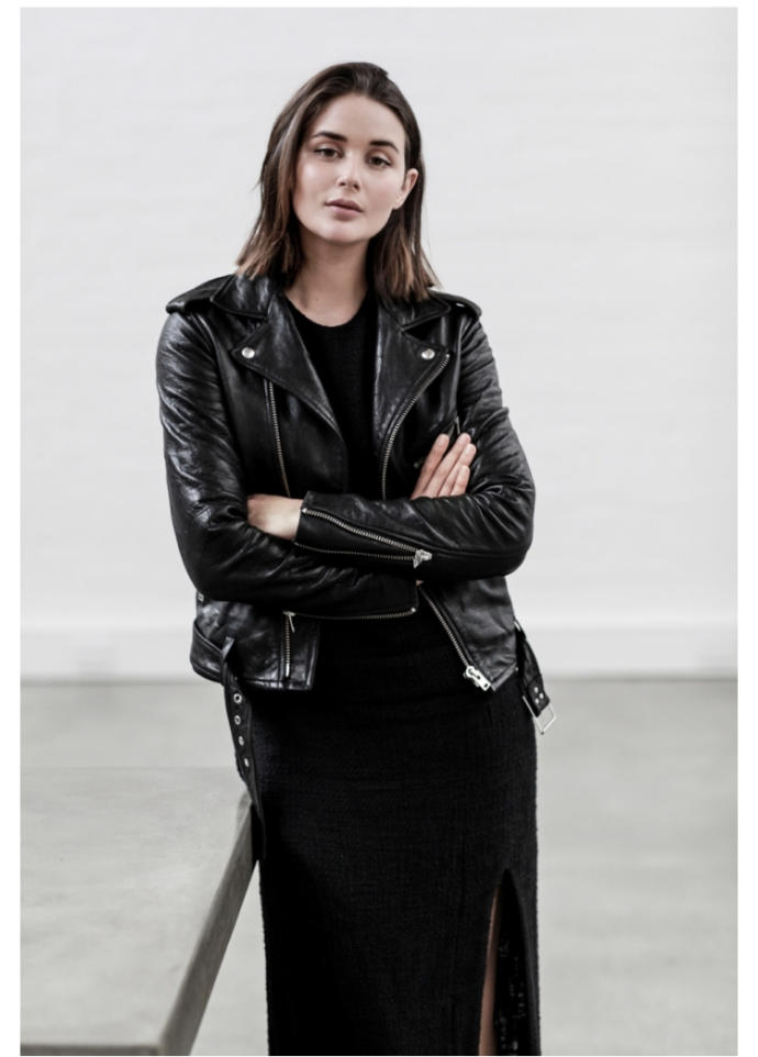 Leather and a dress.