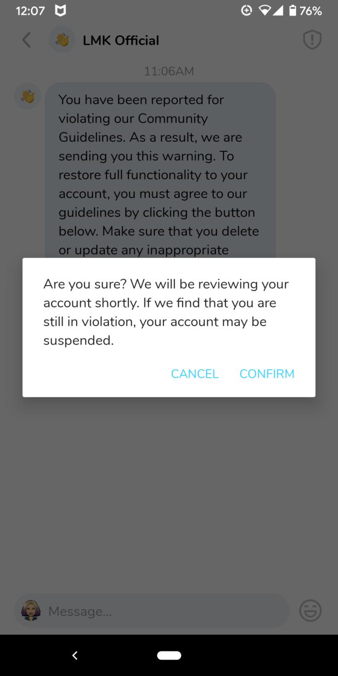 Why did I get reported on an app called LMK?