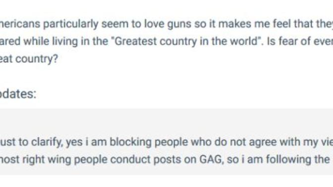 Do you wonder why people have no respect for the left? Blocking people that disagree with you, then blaming the right for it?