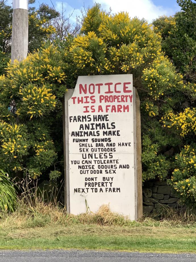What should a sign outside your door or property say?