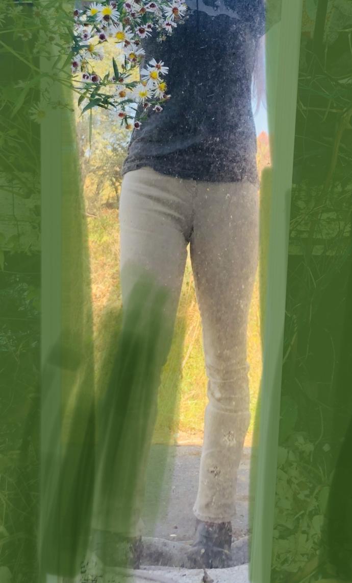 Tuck in shirt and Add black Belt or wear shirt out. No belt?