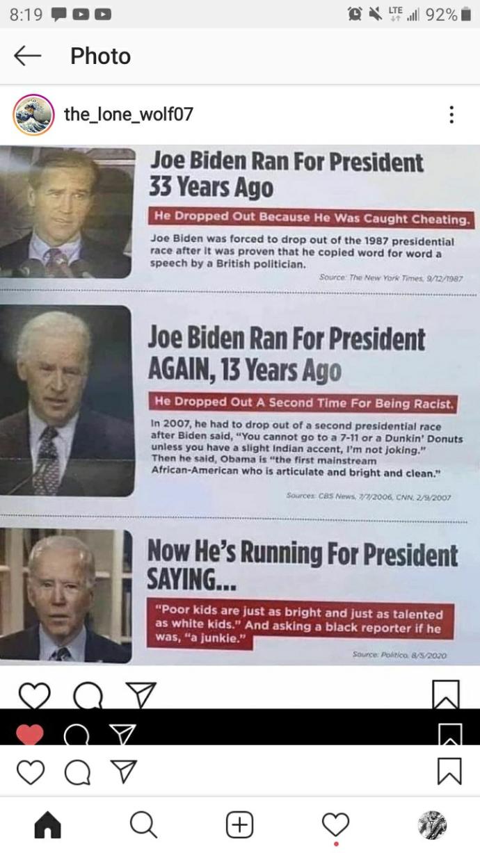 This isnt a question, but I dont understand how people can vote for Joe Biden?