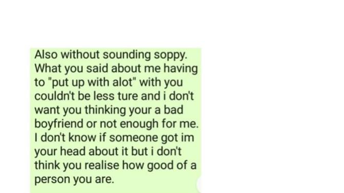 How do I help my boyfriend realise he's good enough for me?