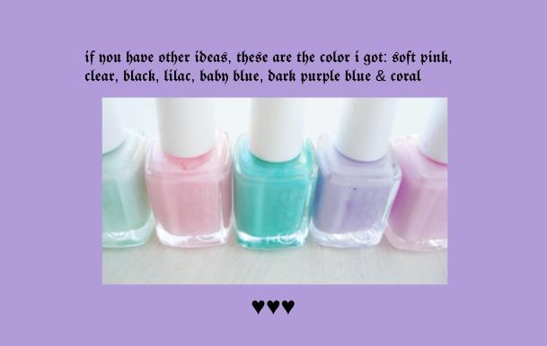 ♡ which of these nail colors should I paint my toes ♡?