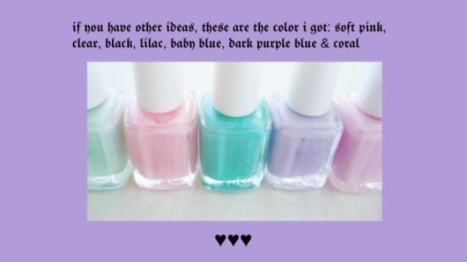 ♡ which of these nail colors should I paint my toes ♡?