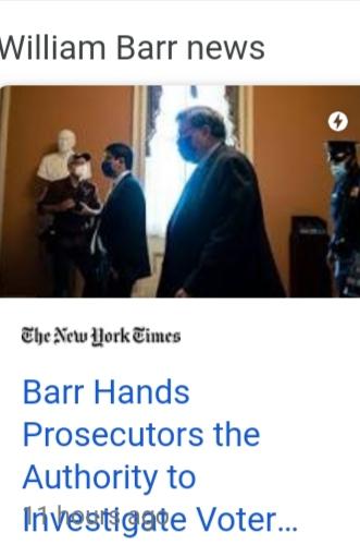 What Do You Think Of DOJs Election Crimes Chief Resigning After Barr Directs Prosecutors To Probe Voter Fraud Claims?